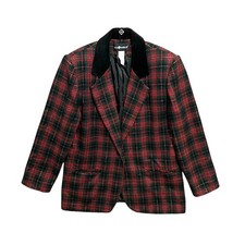 Vintage Tartan Plaid Preppy Old Money Velvet Wool Blend Sag Harbor Blazer Sz 14