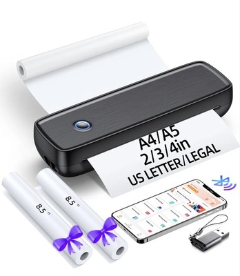 Aixiqee Wireless Bluetooth Printer A81 - Portable Inkless, For 8.5''x11'' Legal A4