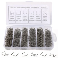 600 pcs/Set, Plastic Welding Nails, 6 Styles, with Storage Case, 0.6-0.8 mm Vari
