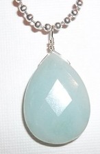 Faceted Amazonite Teardrop Briolette  Silver Chain Necklace Sundance Artisan