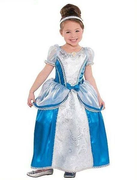 Robe Disney Princesse Suprême Cendrillon Enfant 3 4 Bleu et Blanc avec Bandeau
