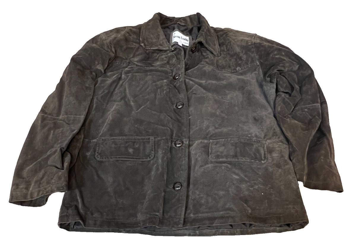 英国製ムートン　Keenan Leather Keenan Leather Company Brown Suede Coat Men's Size Large Button-Up