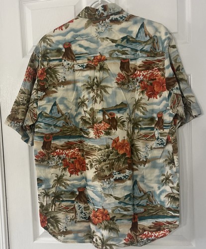 Straight Down mens L Short sleeve hawaiian shirt tropic palm tree paradise camp - Picture 4 of 4