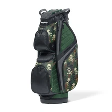 Bag Boy CB-15 Cart Bag 15 Way Top Full Length Putter Well Green/Skulls Free Ship