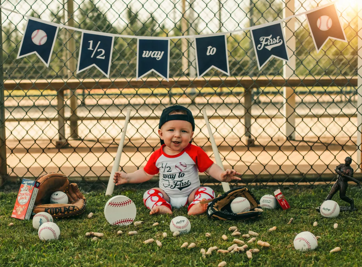 Half Birthday 6 Months Personalized Baseball Outfit Halfway Way To