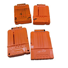 Lot of 4 Nerf Dart Gun 6 Round Ammo Magazine Clip N-Strike Elite Orange Clear