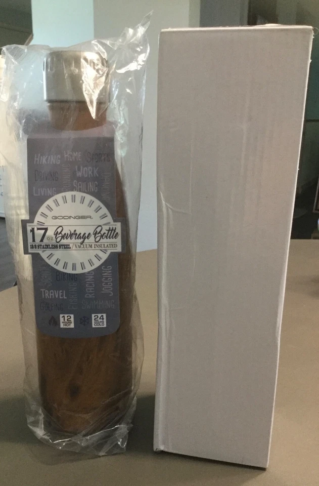 Garrafa de madeira de teca Godinger prata arte isolada 17 oz, NOVA - Imagem 3 de 4