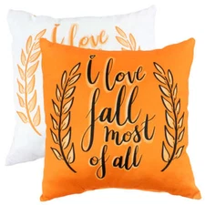 I Love Fall Reversible Pillow, 16" x 16", Made in the USA