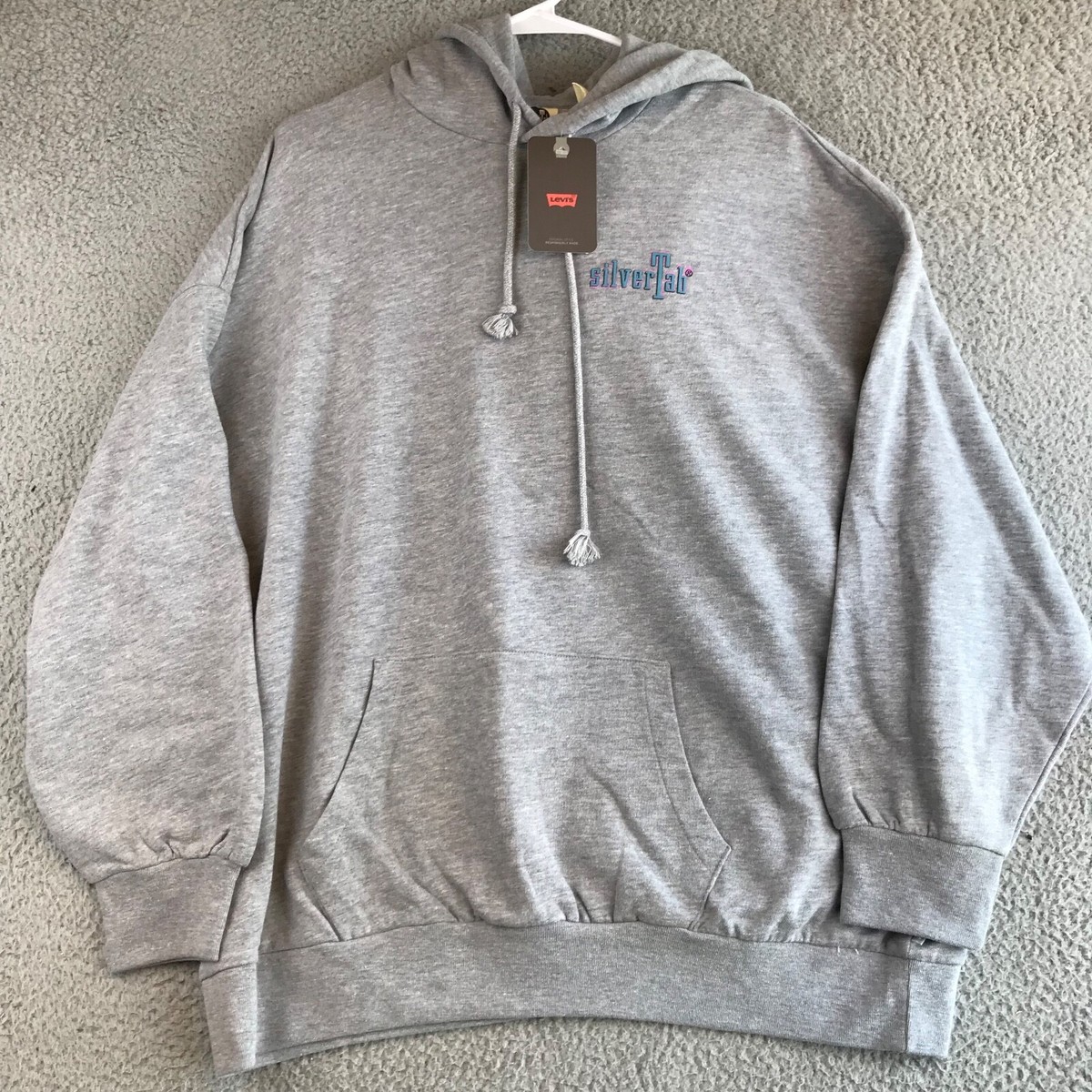 NWT Levi's Silver Tab Hoodie Men's Medium Gray Pullover Graphic