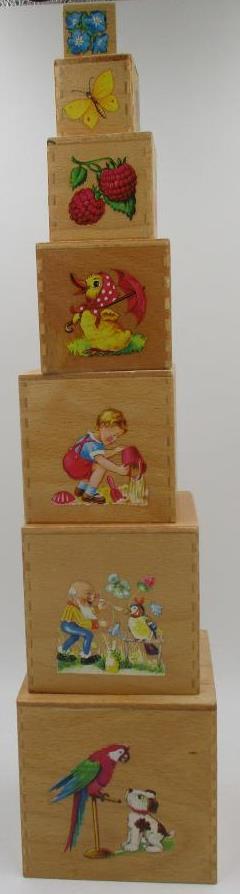 Vtg Complete Set of Hermann Eichhorn Wood Nesting Stacking