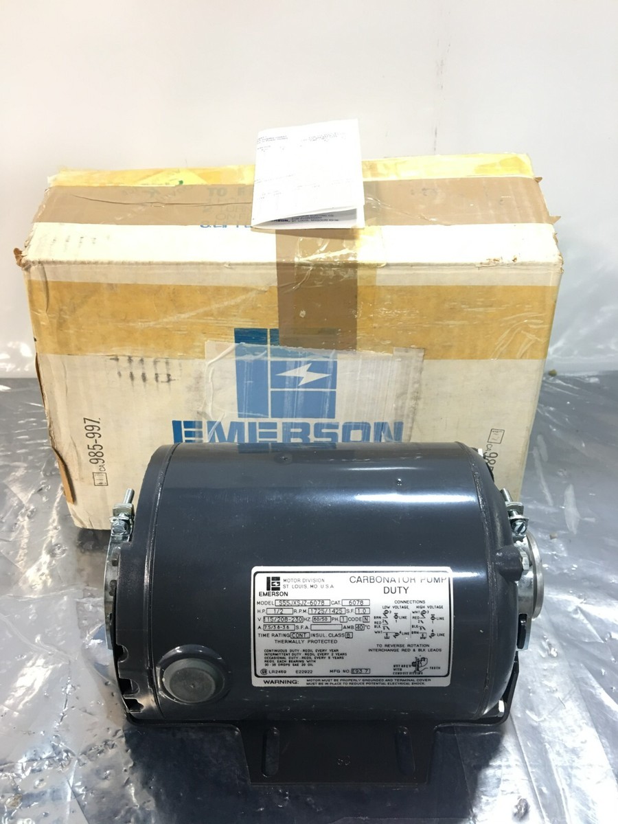 Emerson S55JXSJZ-6078 1/2 HP 230V 1725/1425 RPM Carbonator Pump