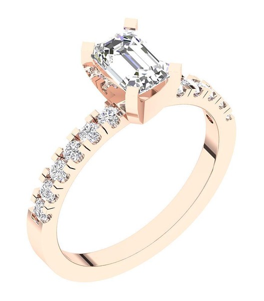 VS F 1.40Ct Lab Grown Emerald Round Diamond 14K Gold Solitaire Engagement Ring
