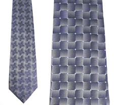 Joseph Feiss 100 Silk Silver Gray Blue Geometric Tie Necktie