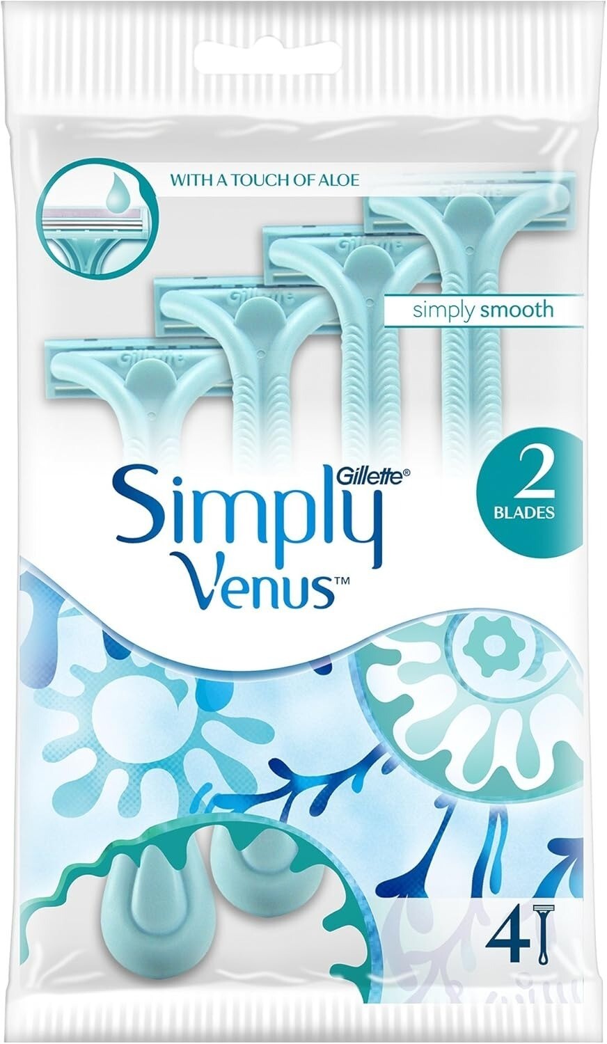 Gillette Simply Venus 2 Women's Disposable Razors, 4 razors