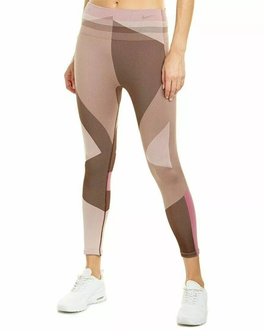 Nike Sculpt Lux Icon Clash Dry Leggings 7/8 Length Brown Pink CJ4135-283  Size XS