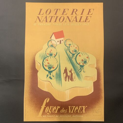 Original French "Loterie Nationale" lithographic poster, from 1943. - Picture 1 of 7