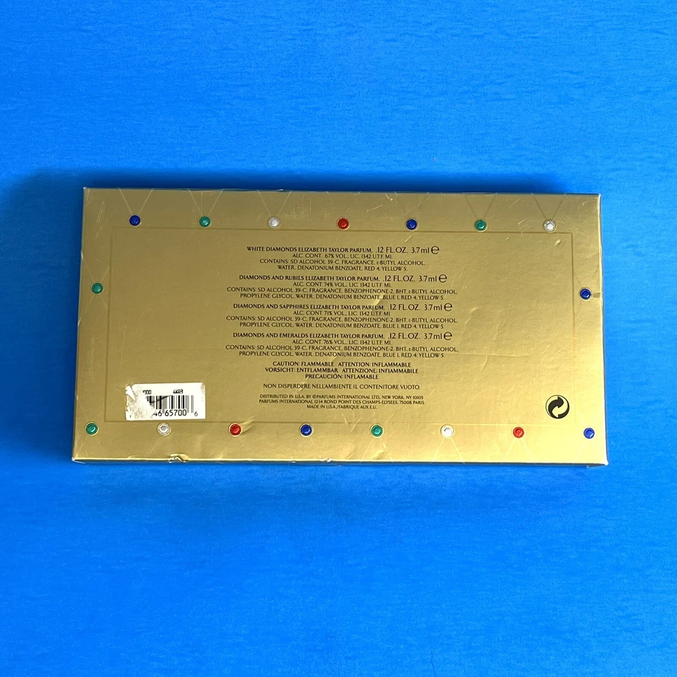 ELIZABETH TAYLOR COLECCIÓN JOYAS FRAGANTES CAJA DORADA MINIATURAS 4 AROMAS 3,7 ML Foto 3 de 4