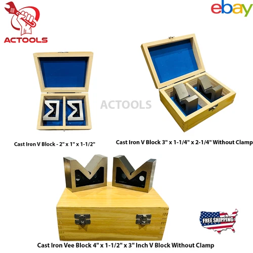 New Vee Block V Set 2 Pcs All Sizes 2" 3" 4" Inch Without Clamp Steel Cast Iron