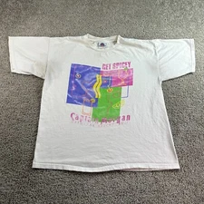 VINTAGE Captain Morgan Shirt Mens XL White Picasso Print Spiced Rum READ