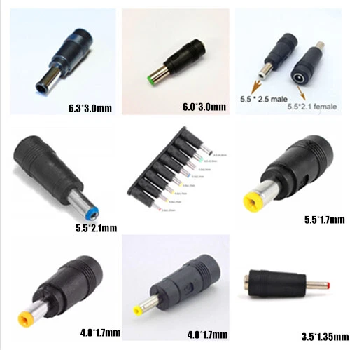 AC DC Power Charger Adapter Plug Connector Tips 5.5 2.1mm Female 8 in 1 90° All - image 2 of 4