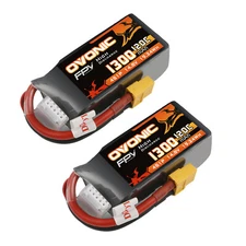 2pack 120C 14.8V 1300mAh Lipo Battery 4S XT60 Plug For FPV Quadcopter RC Drone