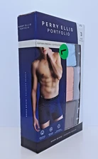 NIB Perry Ellis Portfolio Cotton Stretch Boxer Briefs Multicolor 3 Pack Size L
