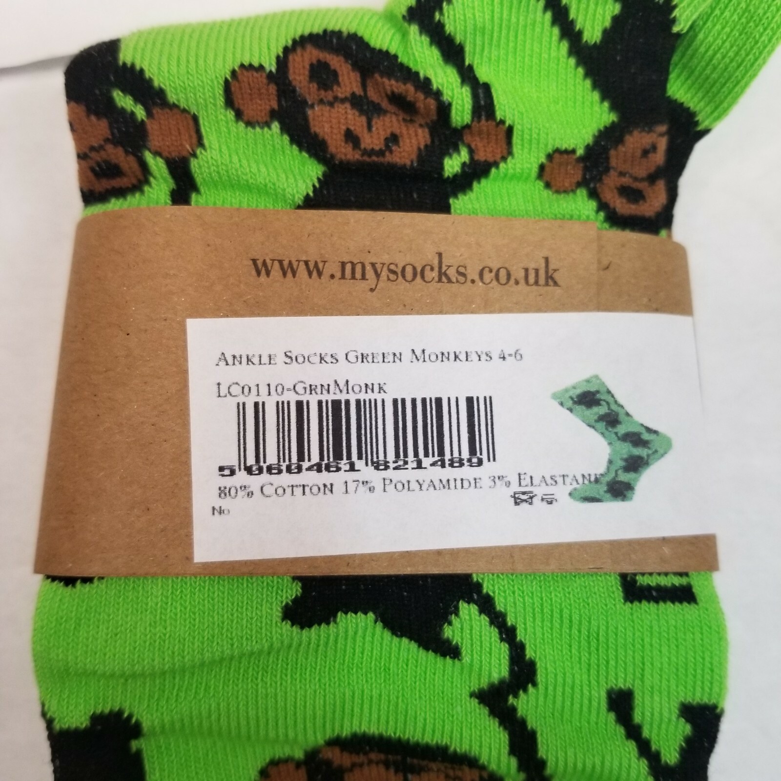 как выглядит My Socks Crew Socks Monkey Design in Green Set of 3 фото