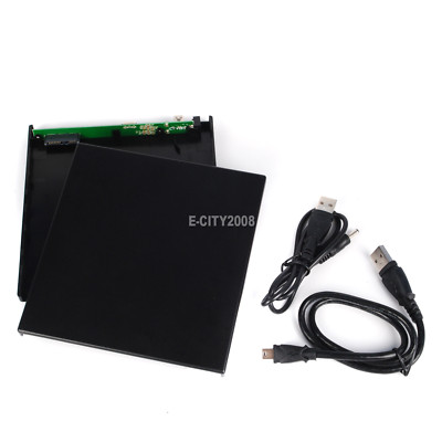 External USB Slim Case Enclosure For 9.5mm SATA Laptop Tray Load CD DVD drive