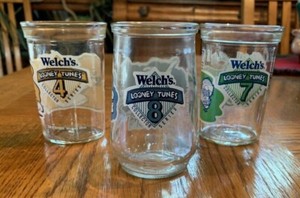 VINTAGE Welch's Looney Tunes Glass Jelly Jar Collectors Series 1994 - set of 3