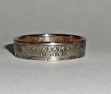 "Sealed" ALABAMA US STATE QUARTER handcrafted coin ring or pendant size 4-14