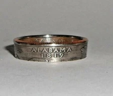 "Sealed"  ALABAMA  US STATE QUARTER handcrafted coin ring or pendant size 4-14