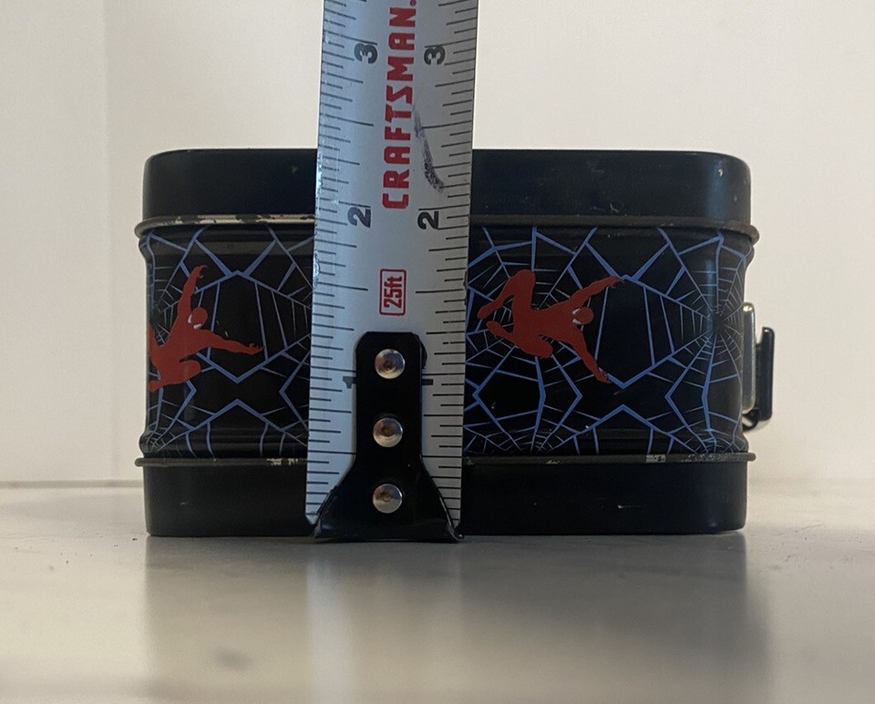 Red Box Marvel Comics 2002 Spider-Man The Movie Mini Tin Lunch Box Black Red ...