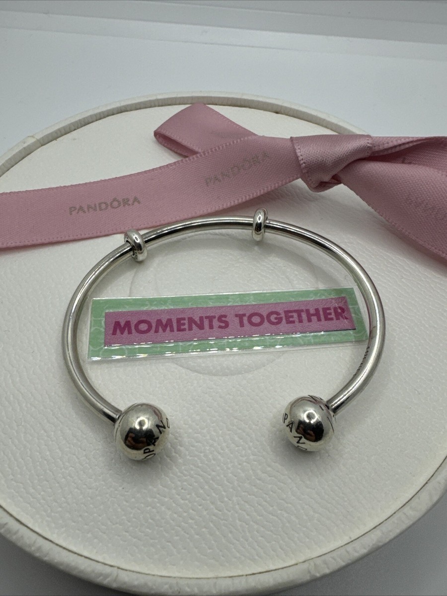 Pandora logo Open Cuff Bangle Bracelet size Small 596477 Genuine