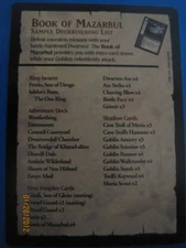 LOTR TCG Book of Mazarbul Sample Deck building List Card 