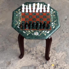 Green Marble Chess Table, Marble Chess Board With Pieces Christmas Gifts For Him
