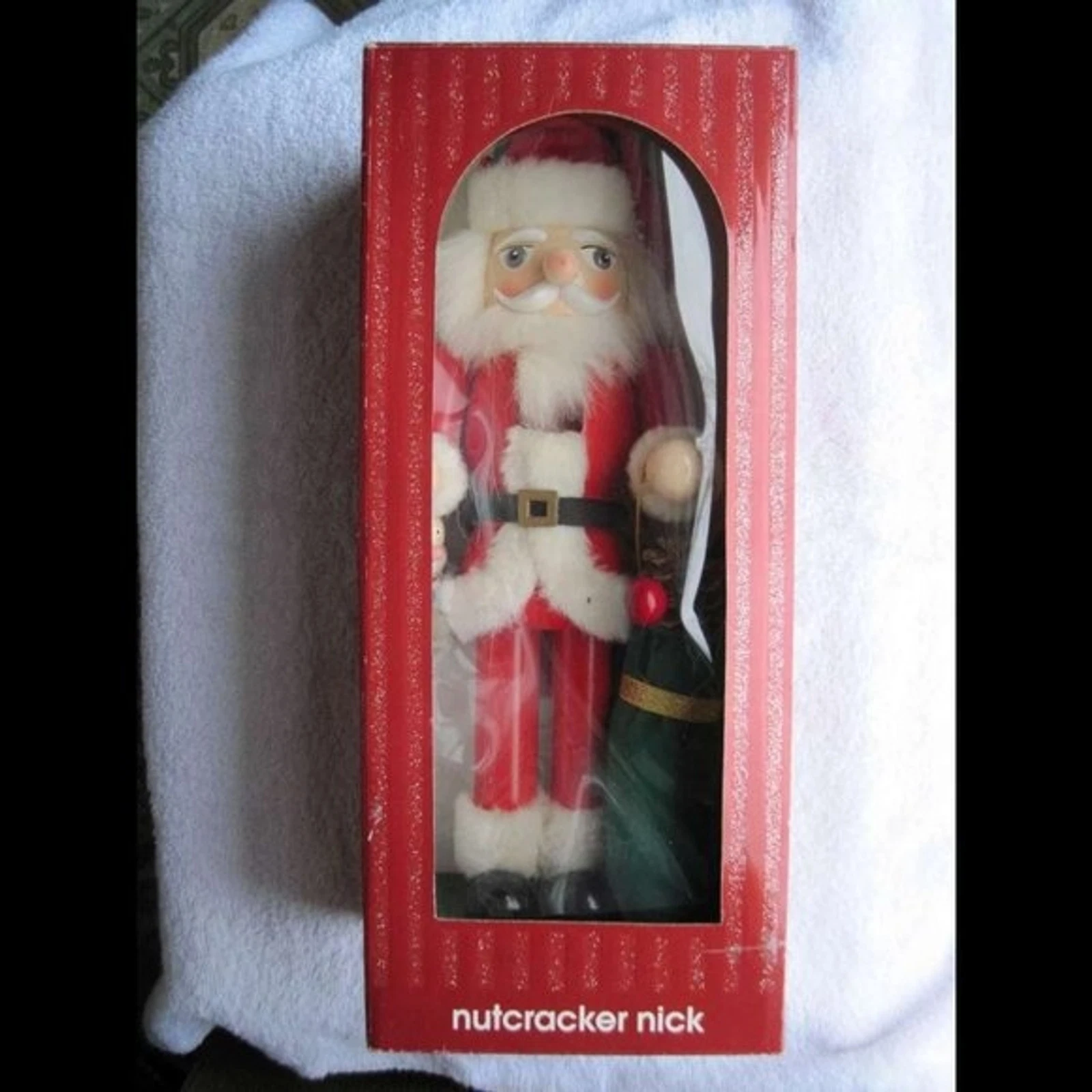 JC Penney Home Collection Nutcracker Nick Santa Claus Gifts Wood New in Box 14"