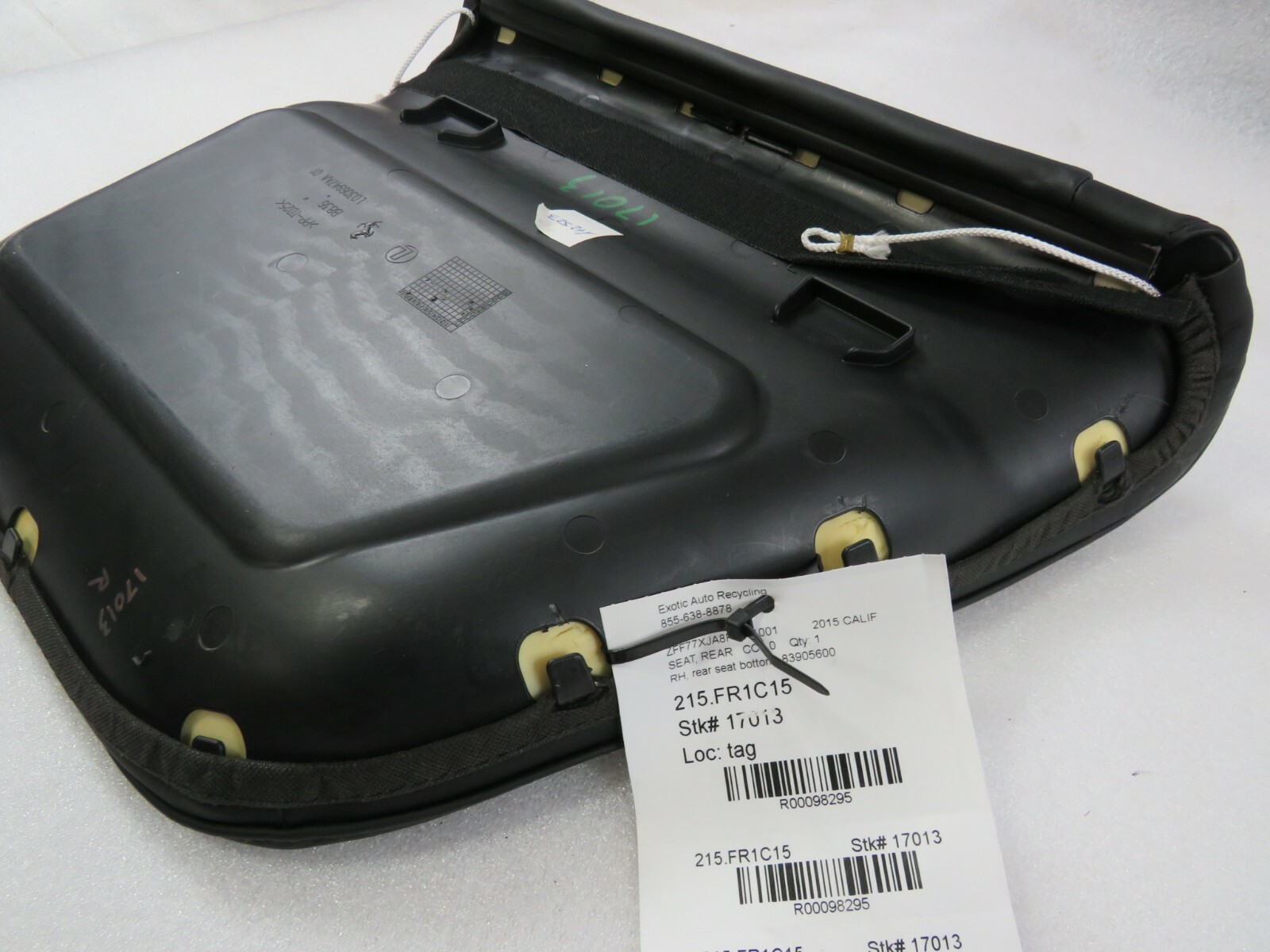 Ferrari California, LH, Rear Seat Bottom, Black, Leather, Used, P/N 83950100