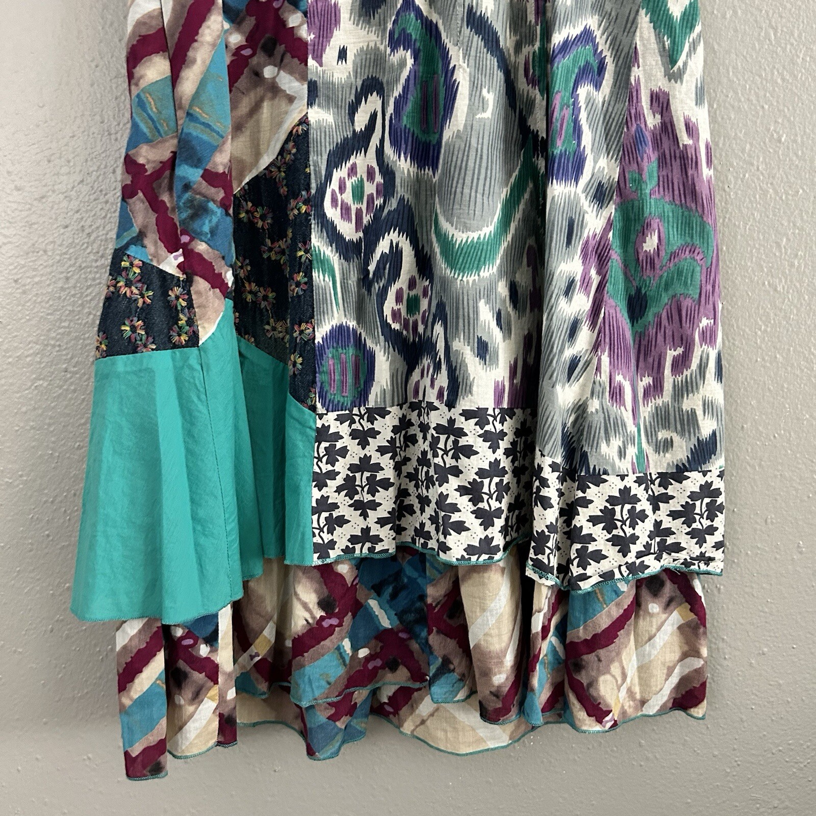 Farinelli Patchwork Layered Boho Embroidered Embe… - image 8