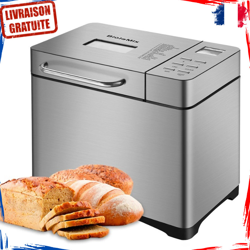 Machine à pain électrique inox de 650W pour réussir votre pain sans gluten facilement
