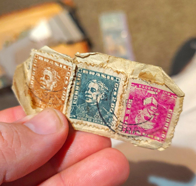 Brazil Correios do Brasil 200 Used Postage Stamps Historical Figures Handstamped