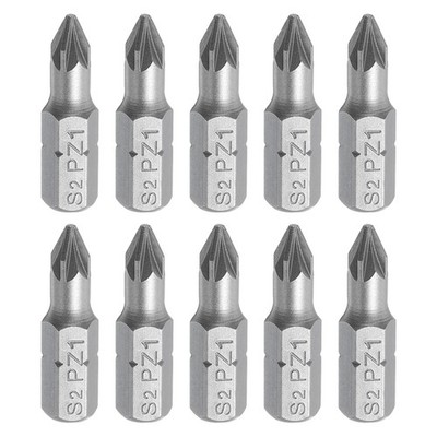 10pcs 1/4'' Hex Shank PZ1 Head 1'' Length Pozi S2 Screwdriver Bits