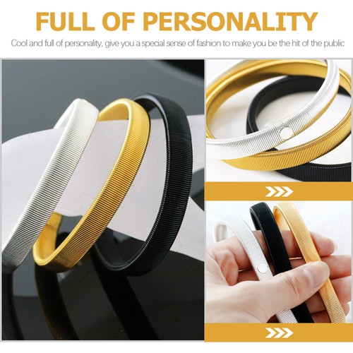 4 Pcs Metal Spring Bracelet Man Stretchy Armband Garter Cuff Bangle - Picture 3 of 12