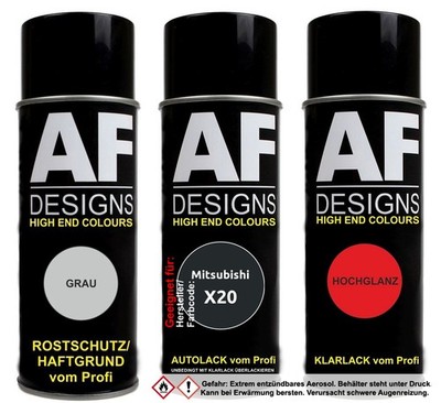 Spraydose Set für Mitsubishi X20 Dover Black Metallic Autolack Klarlack Grundier