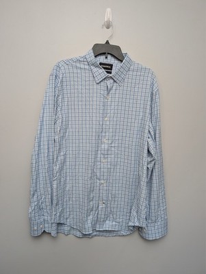 E5 Bonobos Slim Fit Button Down Dress Shirt Blue Check Men's Size XL
