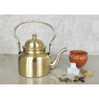 Théière/bouilloire en laiton pur finition mate pour servir du thé café 550 ml - Photo 1/4