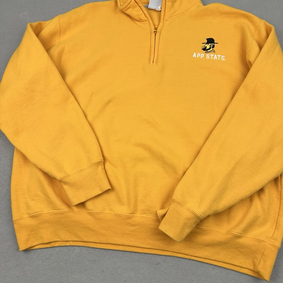 App State Mountaineers Suéter Hombres XL Amarillo 1/4 Cremallera Pullover Yosef Sudadera Foto 3 de 4