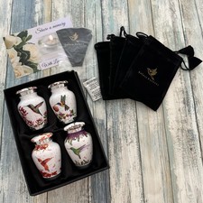 Small Cremation Urns Set Of 4 For Human Ashes Mini Keepsake Flowers Hummingbird