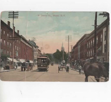 N. James St. Rome NY 1908 Early Trolley Street Scene Postcard