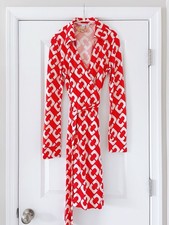 RARE DVF Diane Von Furstenberg Chain Link Jeanne Wrap Dress Sz 10