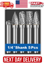 5x Carbide Burr Set 1/4" Shank with Case   8mm Rotary Bits for Metal Wood Stone